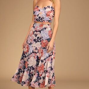 Lulu's Floating Through Flowers Multi Floral Two-Piece Midi Dress XS